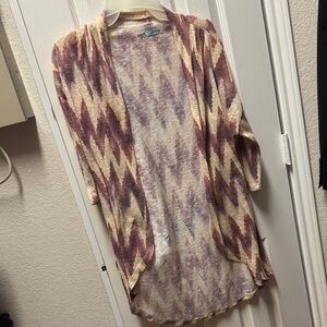 Maurices Zigzag Pattern Cardigan in Cream and Purple